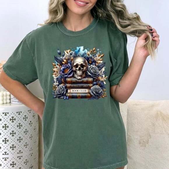 Morally Grey Book Club NEW green short sleeve shirt - Picture 1 of 2